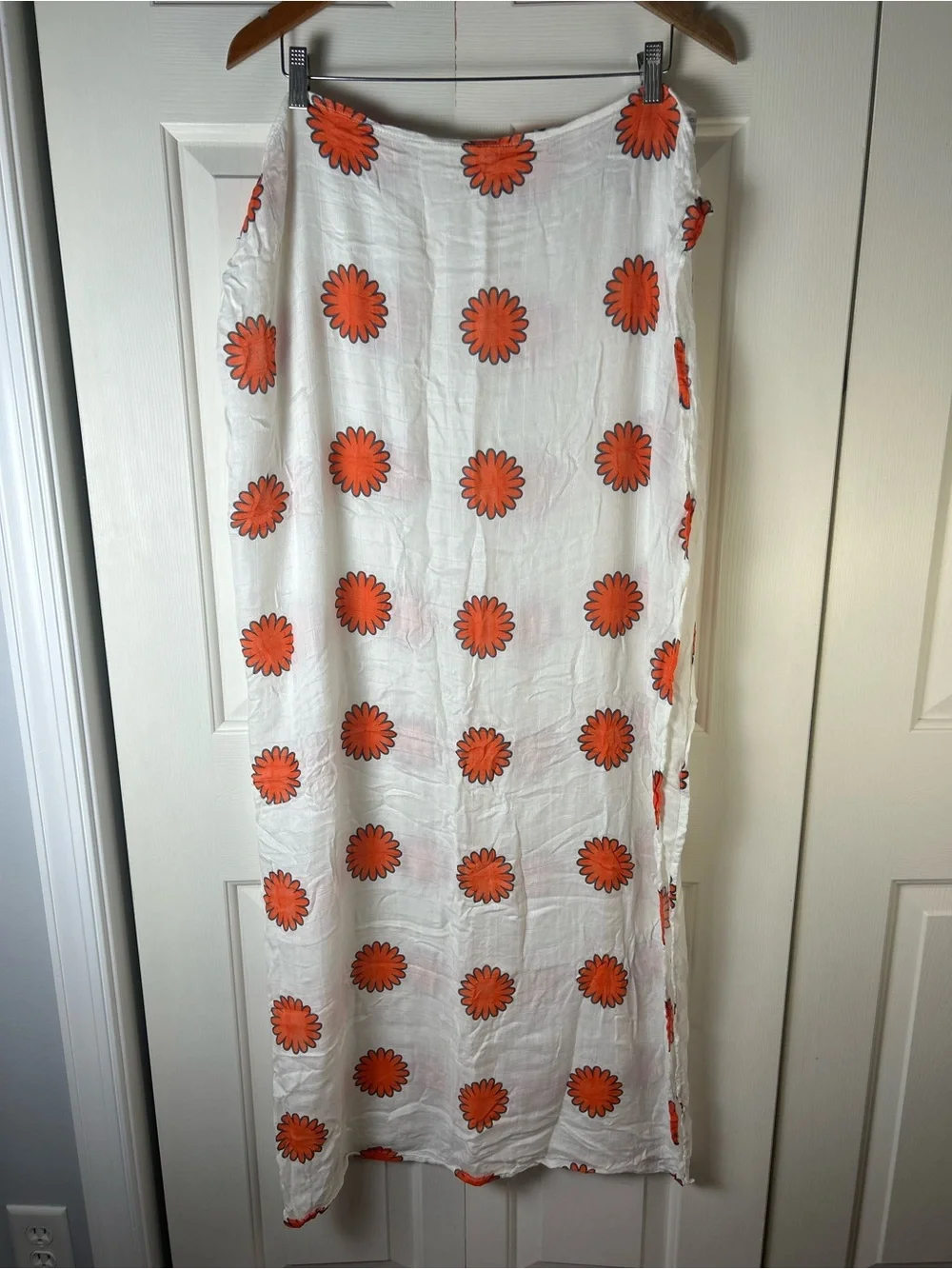 Aden + Anais Orange White Blue Floral Baby Swaddle Blanket Bamboo Rayon Flower